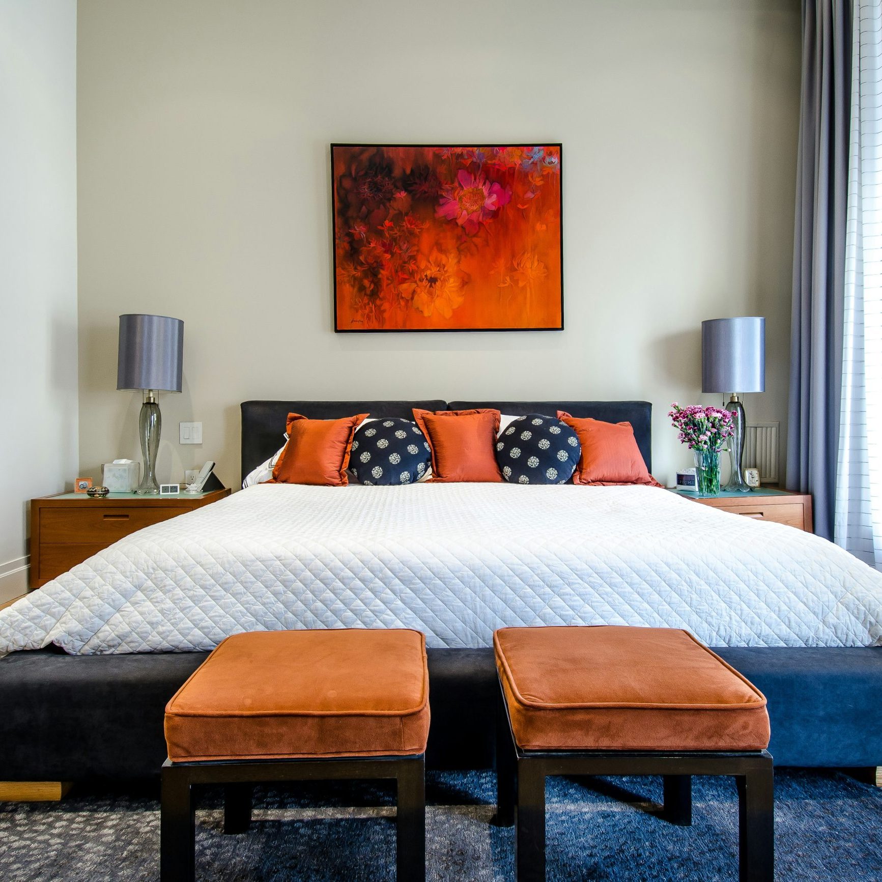 bedroom, organized and tidy