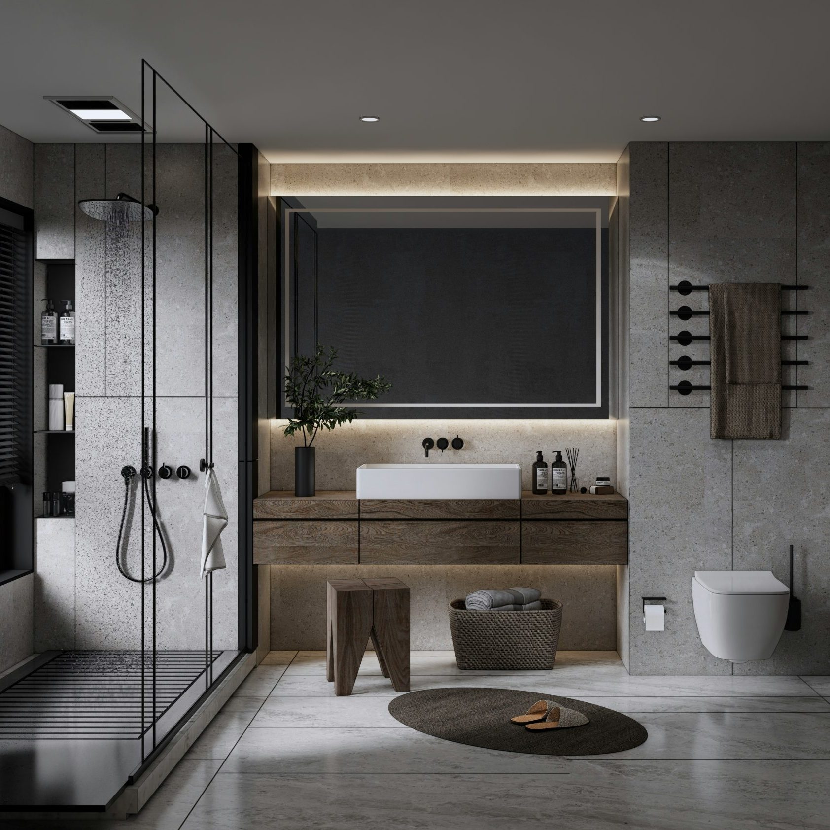 bathroom, cleaned and sanitized